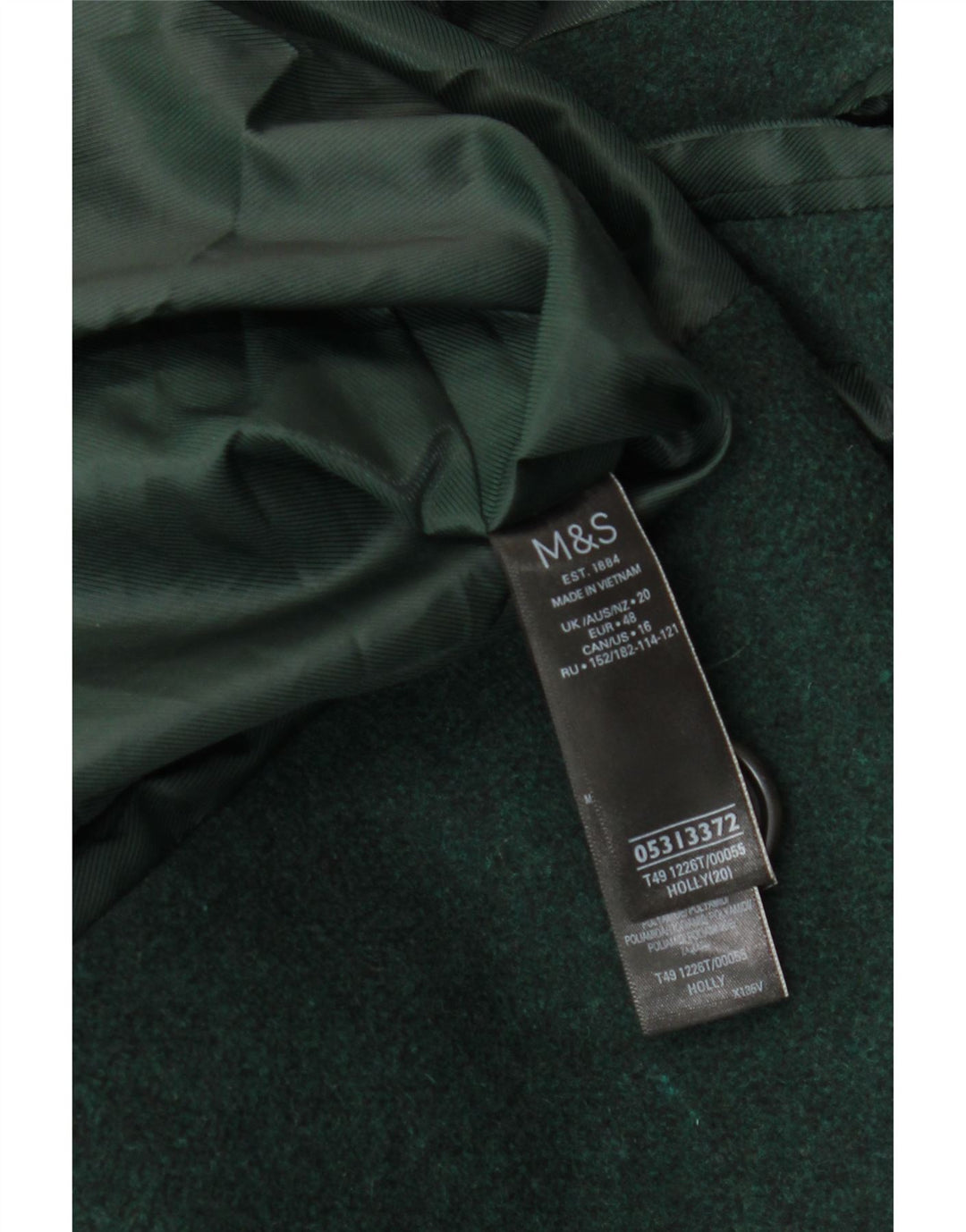 Marks & Spencer Manteau croisé pour femme UK 20 2XL Laine verte