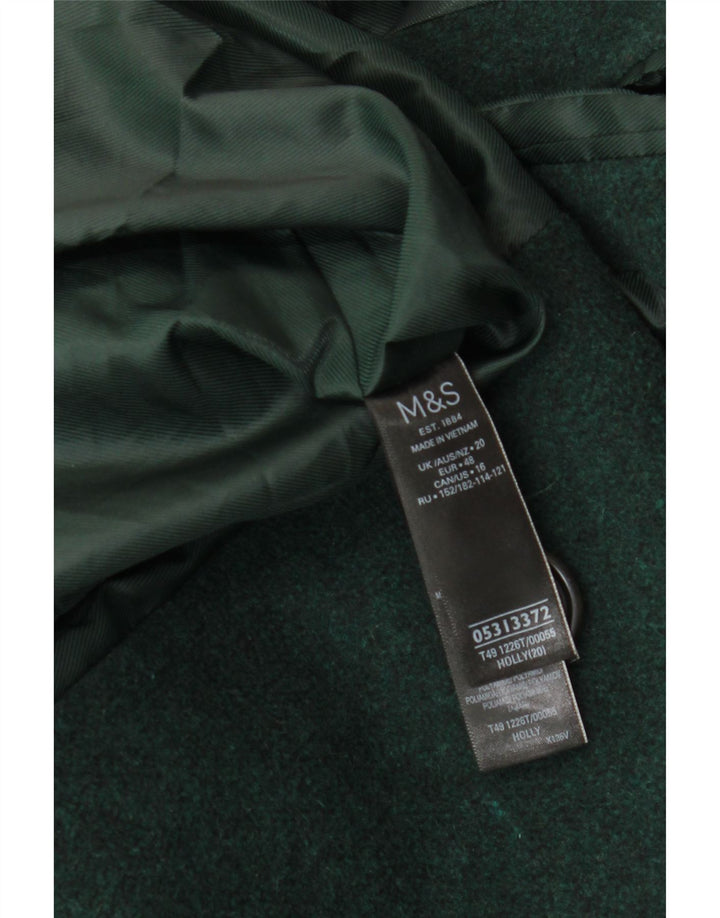 Marks & Spencer Manteau croisé pour femme UK 20 2XL Laine verte