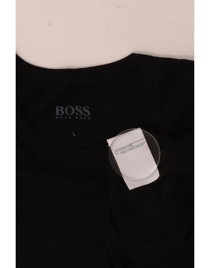 Hugo Boss Hommes T-Shirt Top Large Noir Coton