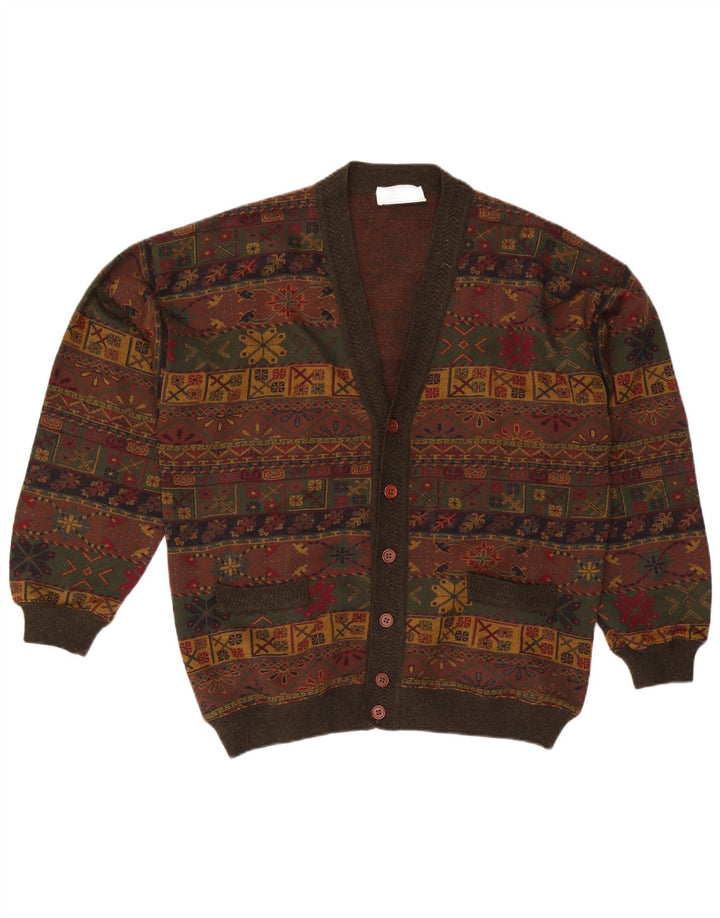 Bluster Cardigan pour homme en laine Fair Isle Kaki Taille L