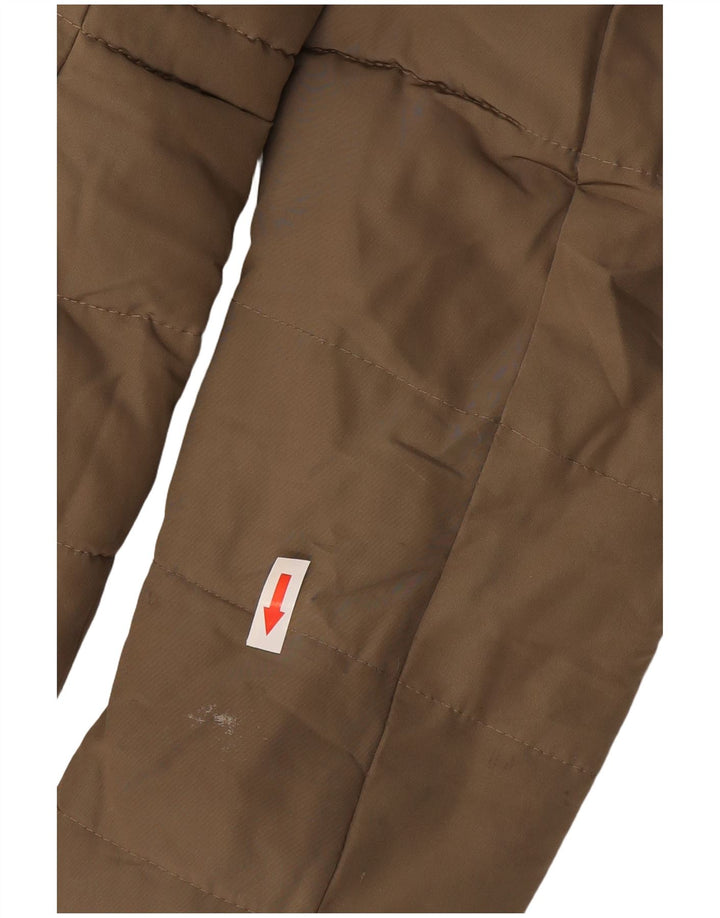 Zara Veste matelassée Sherpa à capuche pour femme UK 10 Petit Kaki Polyester