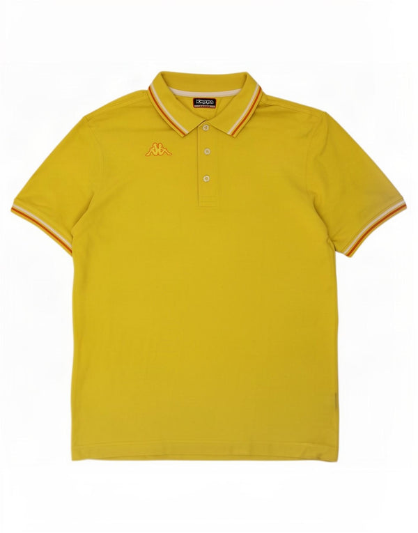 Kappa Mens Polo Shirt Large Yellow Striped Cotton