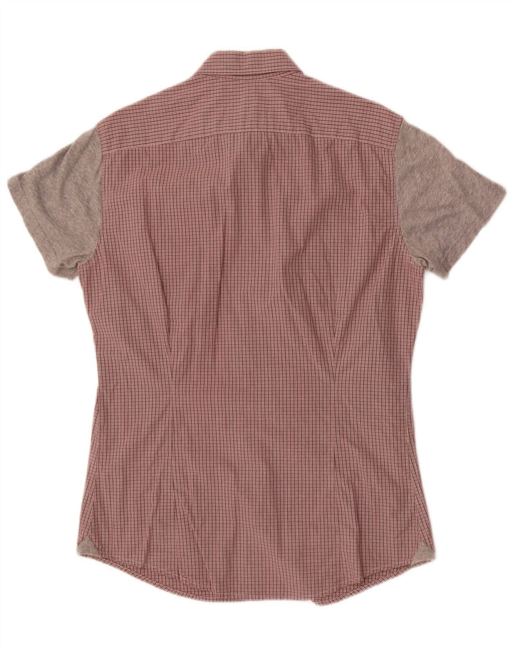 Sisley Chemise à Manches Courtes Grand Carreau Rouge Coton