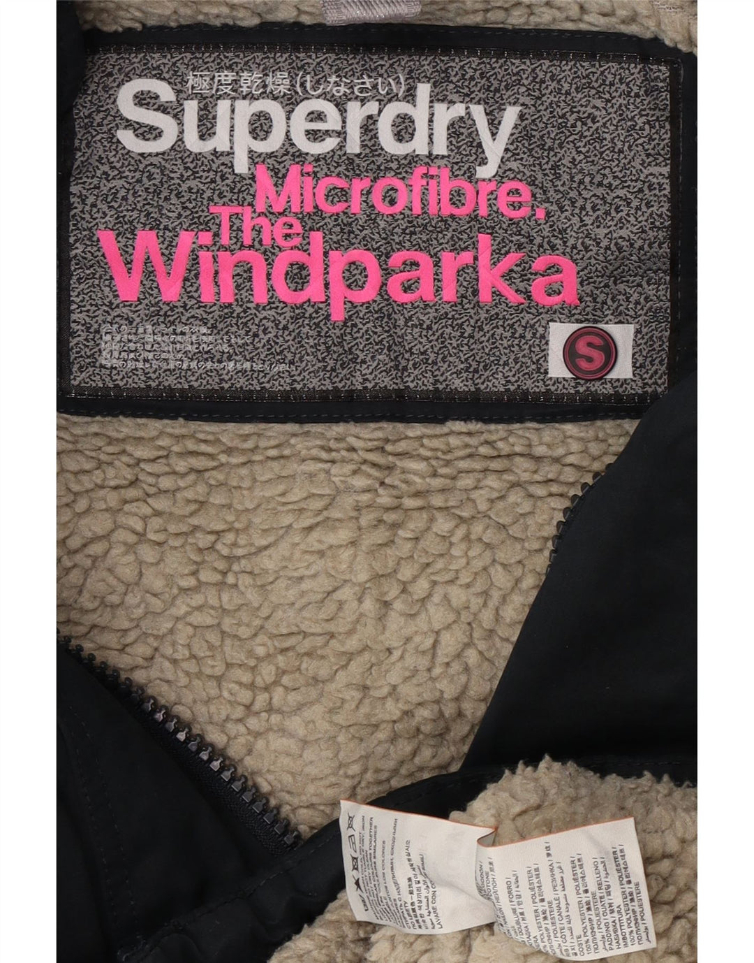Superdry Veste coupe-vent graphique pour femme UK 10 Small Bleu marine