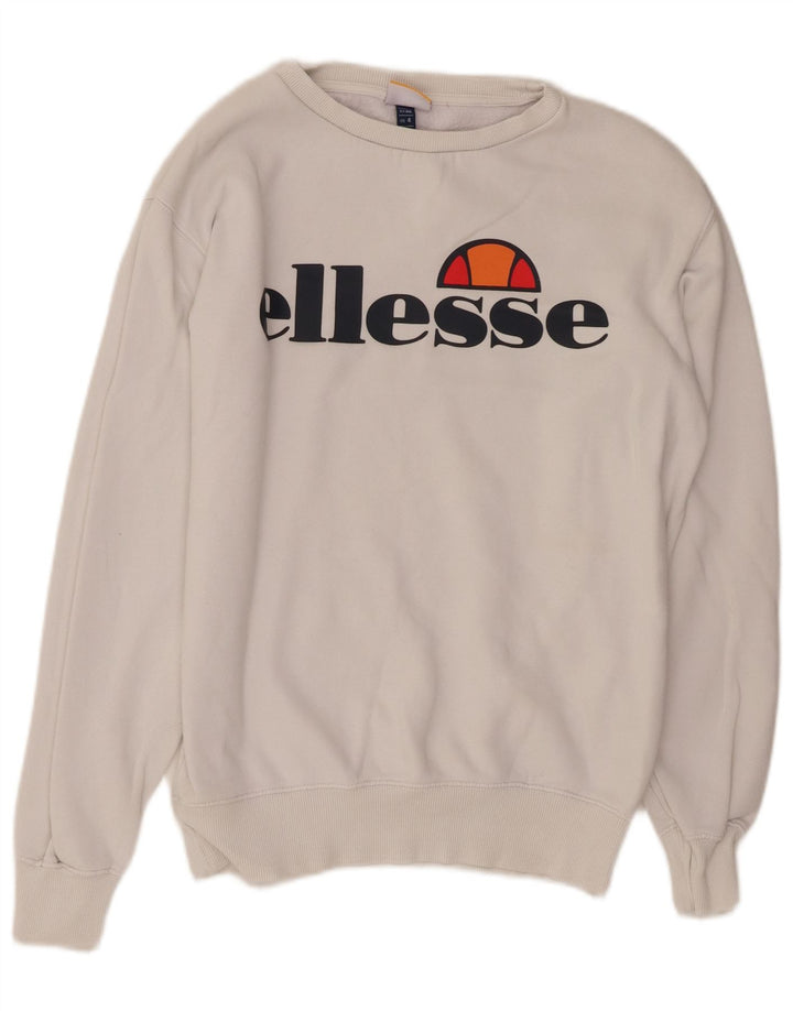 ELLESSE Sweat-shirt graphique surdimensionné pour femme UK 8 Small Blanc