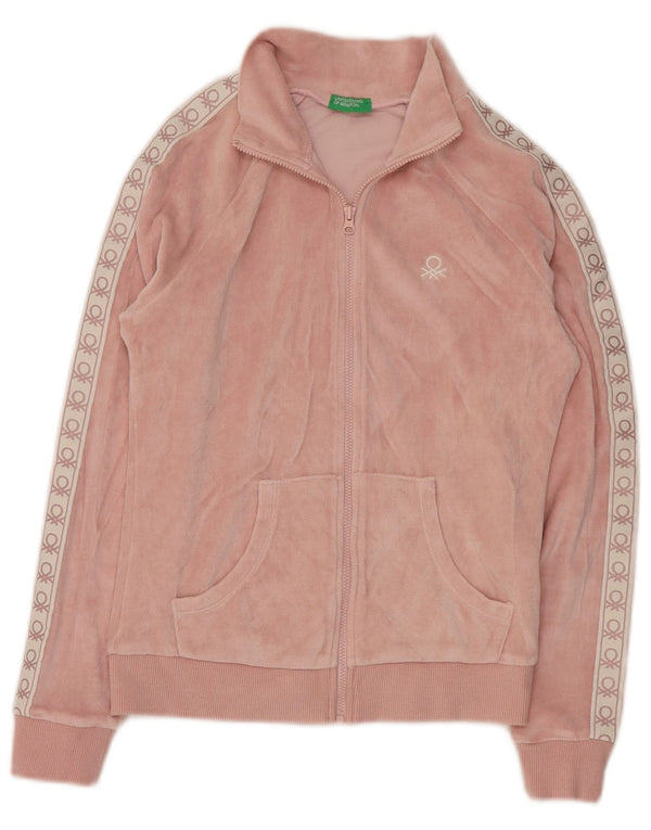BENETTON Veste de Survêtement Fille 10-11 Ans XL Rose Colorblock