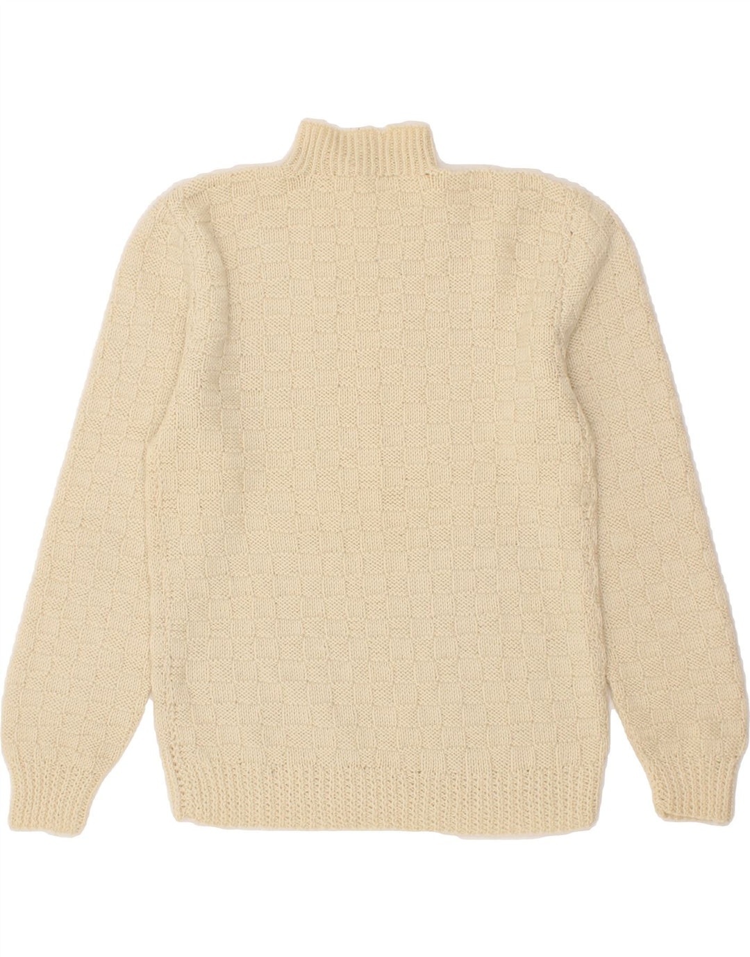 VINTAGE Womens Turtle Neck Jumper Sweater UK 12 Medium Beige Vintage Vintage and Second-Hand Vintage from Messina Hembry 