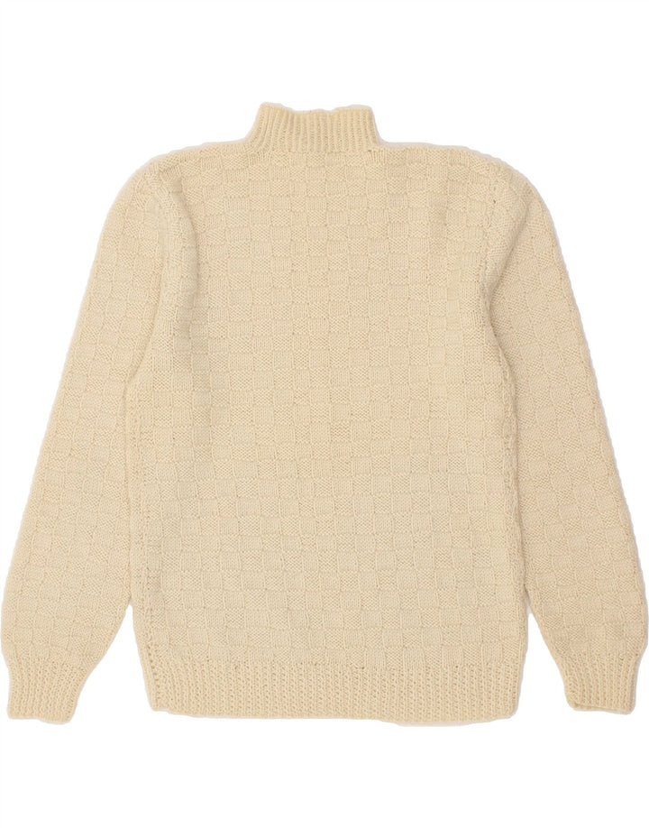 VINTAGE Womens Turtle Neck Jumper Sweater UK 12 Medium Beige Vintage Vintage and Second-Hand Vintage from Messina Hembry 