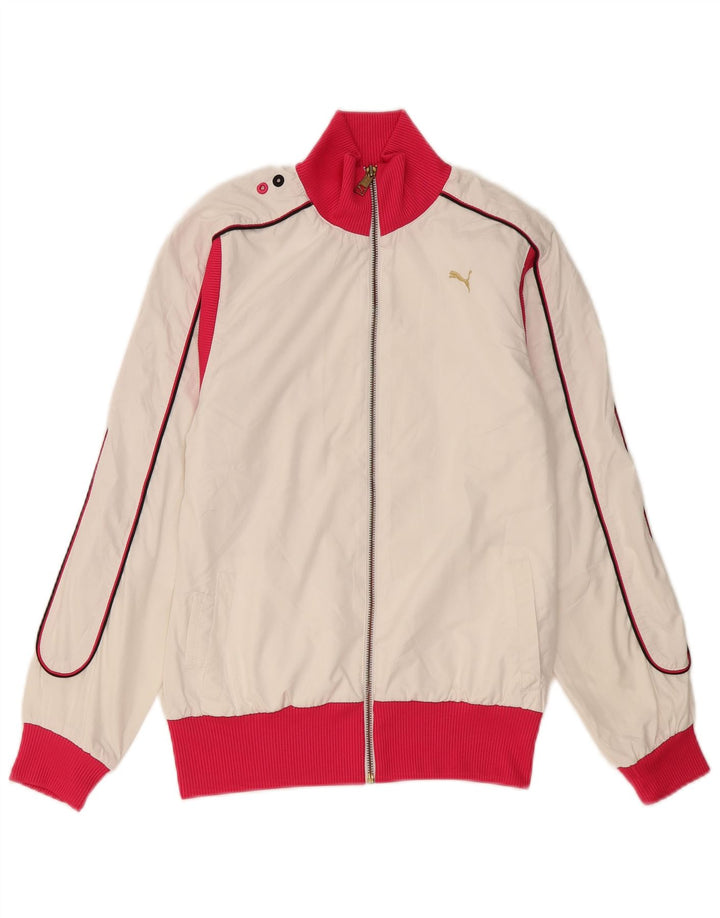 Puma Veste de survêtement pour femme UK 10 Small Blanc Colorblock Polyester