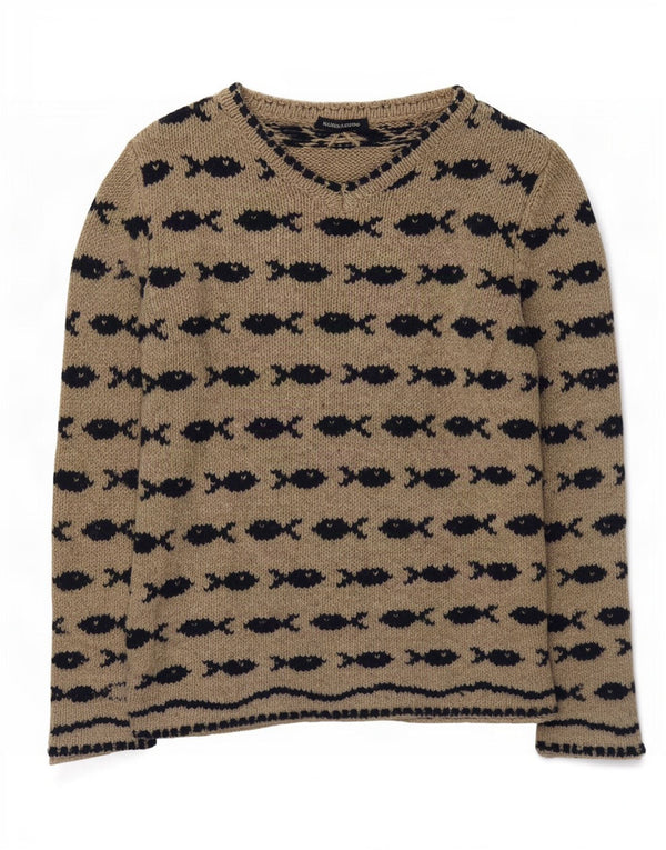 Marina Yachting Pull col V pour femme UK 12 Beige moyen