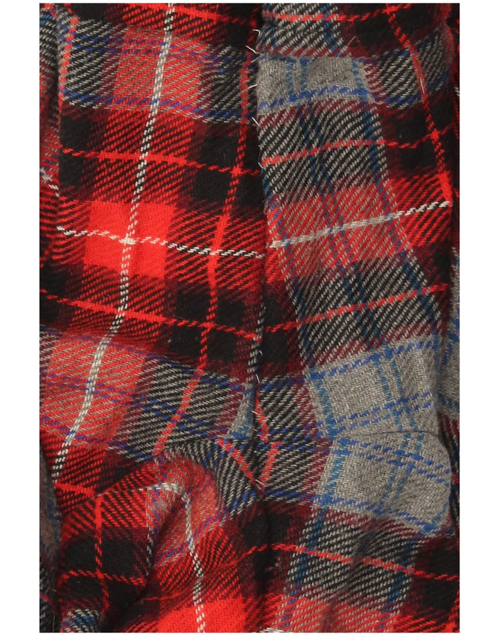 VINTAGE Short Chino Taille Haute Femme IT 42 Moyen W28 Laine à Carreaux Rouge