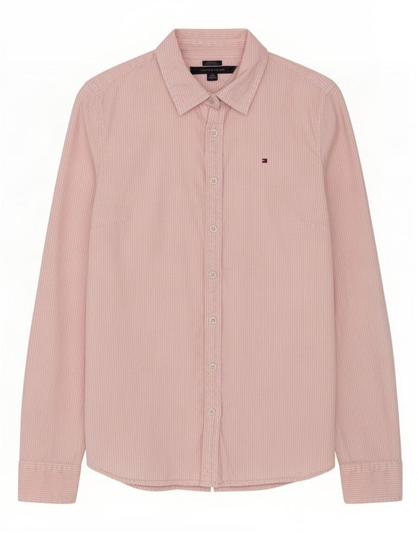Tommy Hilfiger Chemise coupe classique pour femme UK 6 XS en coton à fines rayures rose
