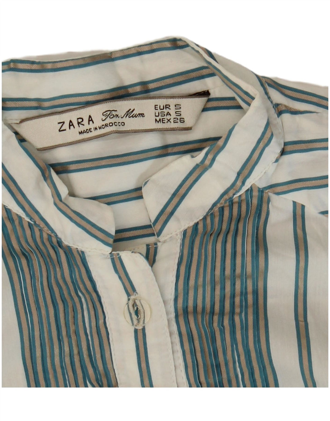 Zara Femme Pull Chemise UK 10 Petit Blanc Rayé