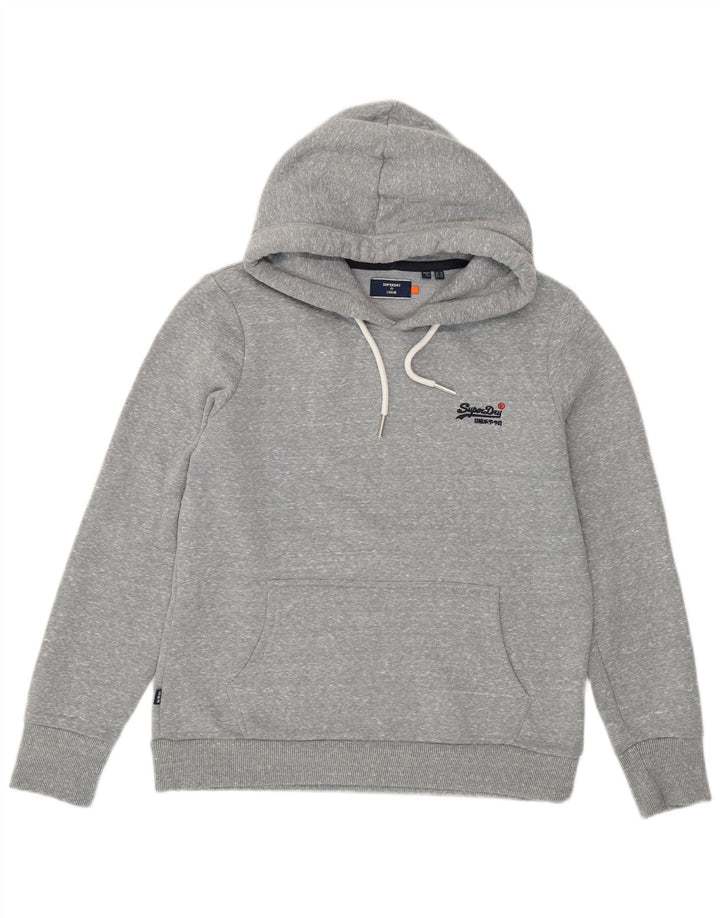 Superdry Pull à capuche pour femme UK 14 Large Gris Moucheté Polyester