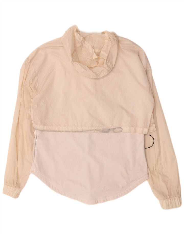 Puma Veste de pluie surdimensionnée à capuche pour femme UK 6 XS Nylon blanc cassé