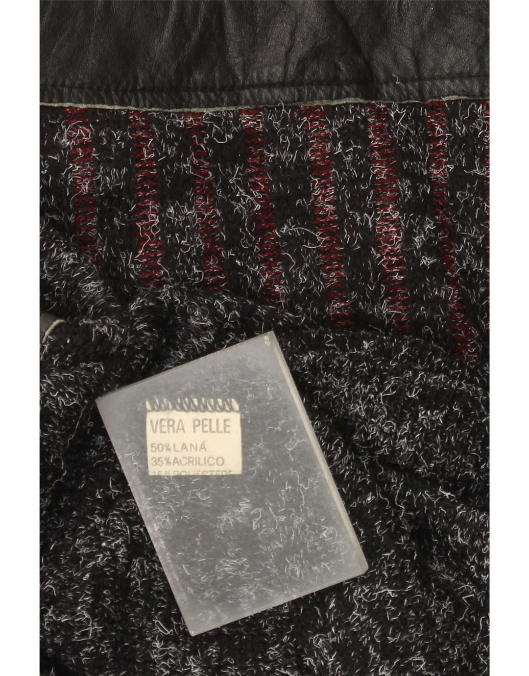 vintage Mens Crew Neck Jumper Pull Grande Laine Patchwork Noir