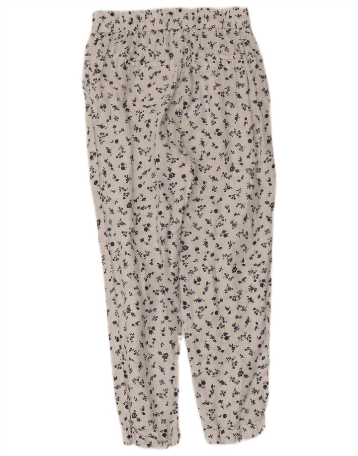 BENETTON Pantalon court fuselé pour femme W26 L23 Lin floral blanc