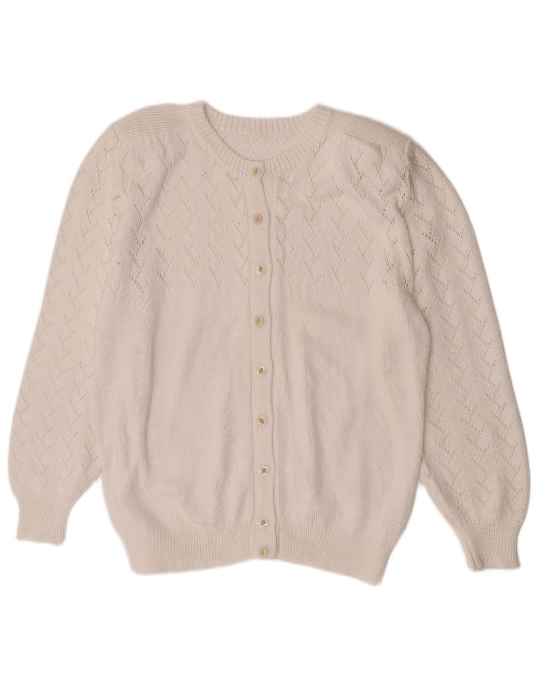 vintage Femme Cardigan Pull UK 14 Moyen Blanc