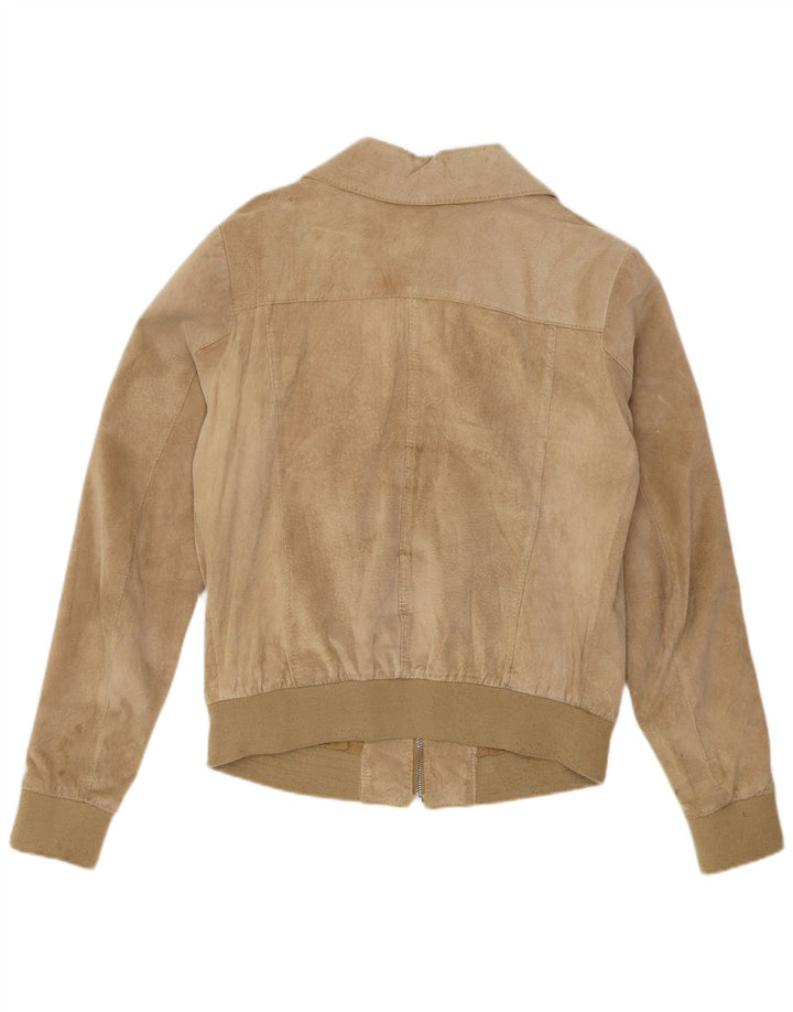 Conbipel Veste Bomber Daim Femme IT 46 Grand Cuir Beige