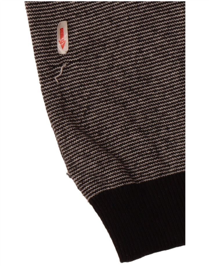Guess Pull à col rond pour homme en coton rayé noir moyen