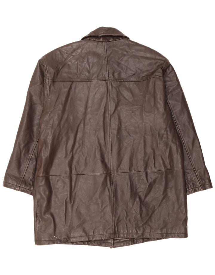 Maddox Manteau en cuir coupe ample pour femme EU 42 Large Marron