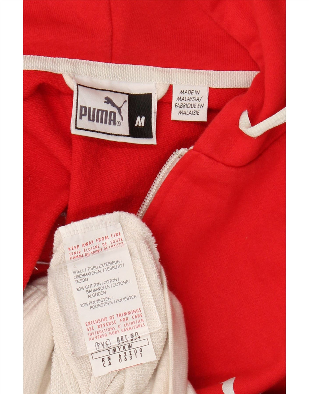 Puma Sweat à Capuche Graphic Zip Homme Rouge Moyen Colourblock Cotton