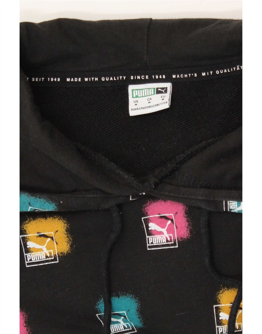 Puma Pull à capuche graphique pour femme UK 14 Noir moyen