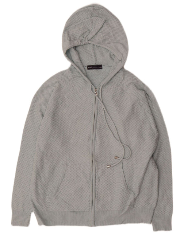 Marks & Spencer Pull cardigan à capuche pour femme UK 14 Bleu moyen