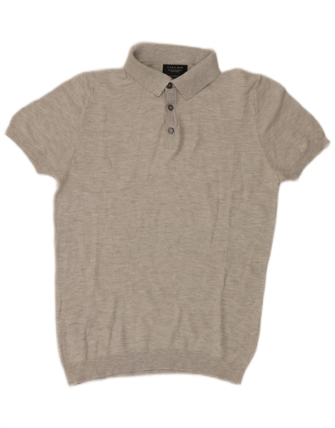 Zara Pull à manches courtes et col polo pour homme Gris moyen moucheté