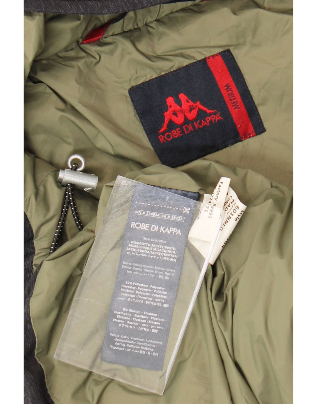 Kappa Veste Anorak rembourrée à capuche pour homme UK 38 Gris moyen Polyester