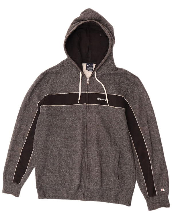 Champion Pull à capuche zippé pour homme XL en coton color block Gris