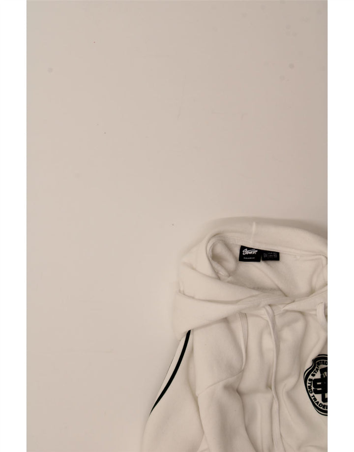 PULL & BEAR Mens Graphic Hoodie Jumper XS White Cotton Vintage Pull & Bear and Second-Hand Pull & Bear from Messina Hembry 