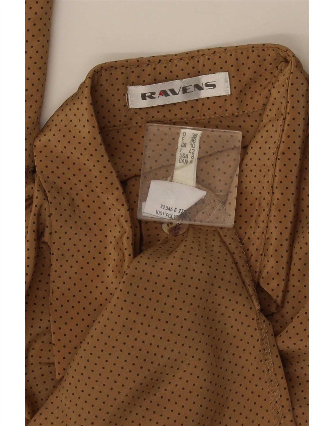 Ravens Chemise surdimensionnée pour femme UK 10 Petit polyester à pois marron