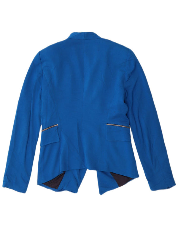 Zara Veste Blazer Ouverte Femme UK 12 Bleu Moyen Polyester