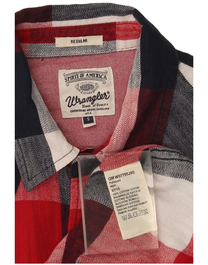 Wrangler Chemise en flanelle coupe régulière pour homme en coton à petits carreaux rouges