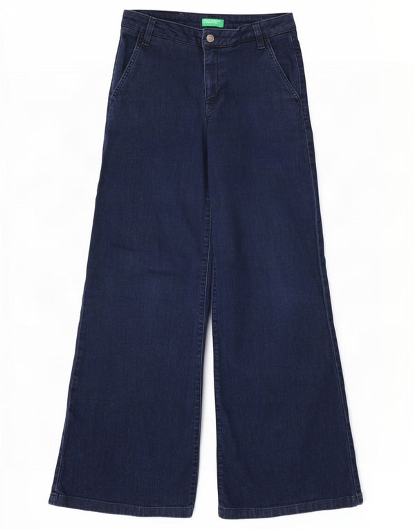 Benetton Jean large pour femme UK 10 Small W28 L31 Bleu marine