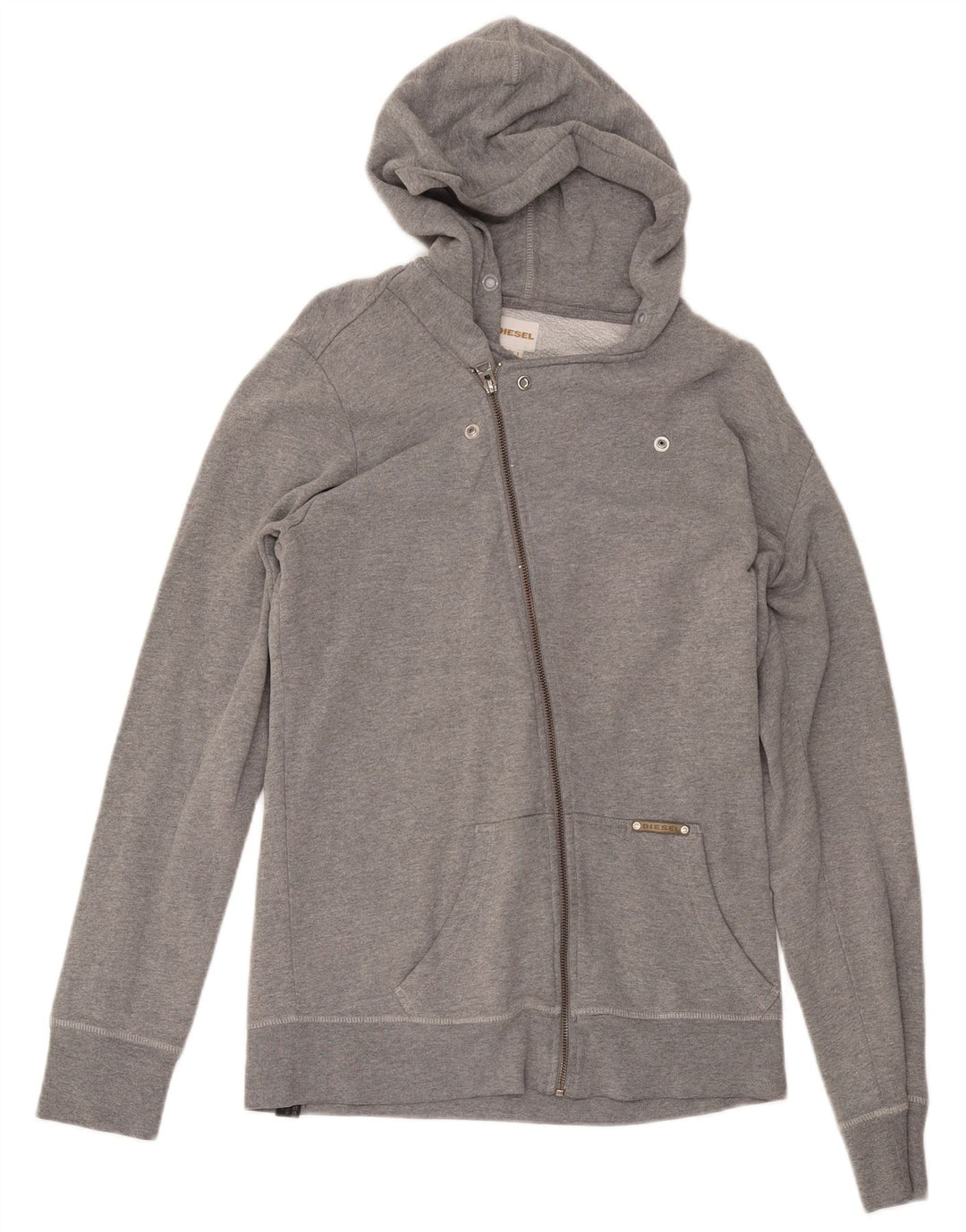 Diesel Pull à capuche zippé pour femme UK 16 Large Gris