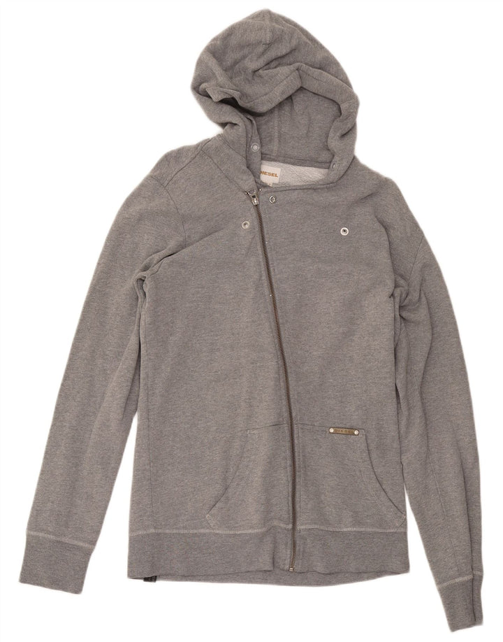 Diesel Pull à capuche zippé pour femme UK 16 Large Gris