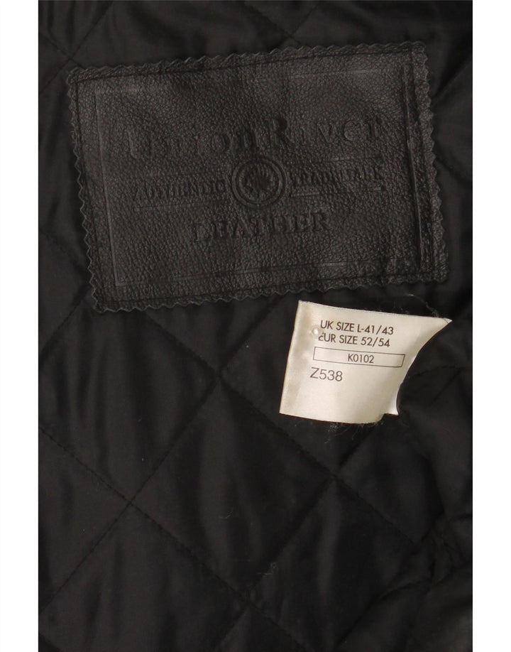Union River Manteau en cuir pour homme UK 41/43 Grand cuir noir