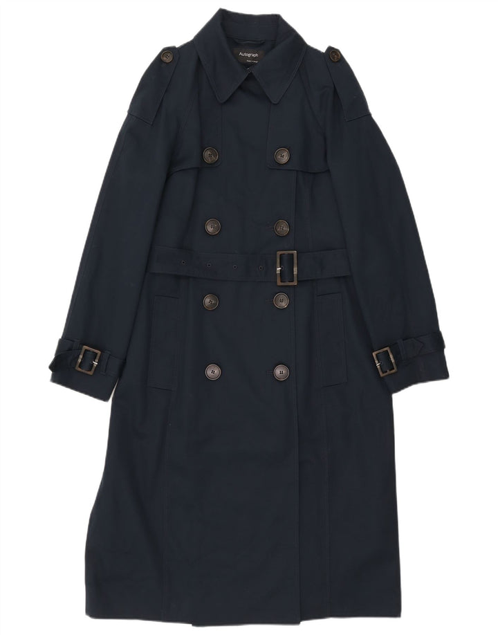 Marks & Spencer Trench-Coat Femme UK 12 Coton Bleu Marine Moyen