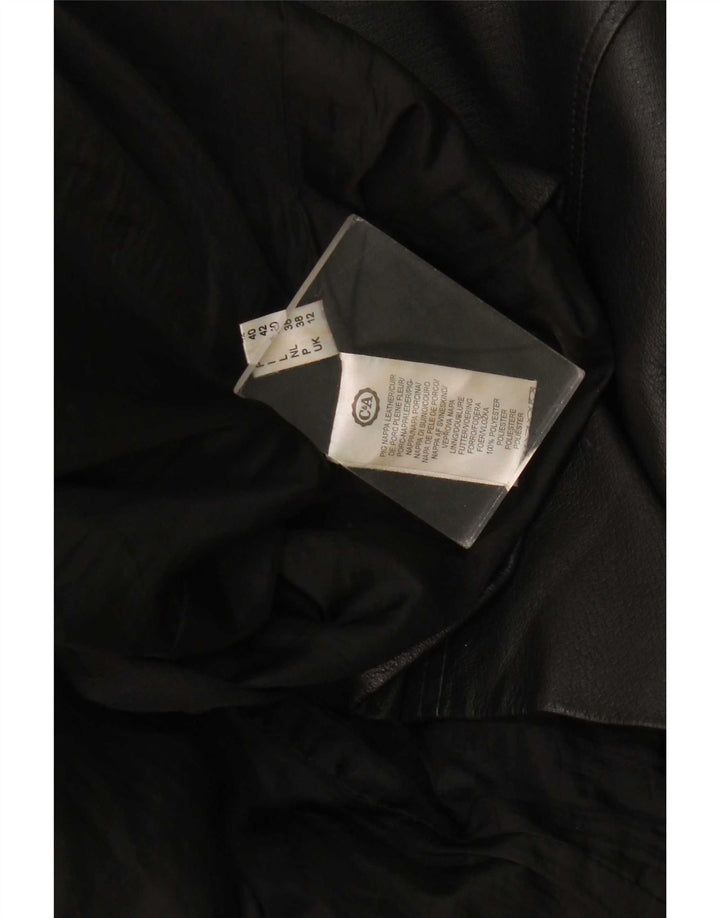 C&A Manteau en cuir pour femme UK 12 Medium Noir