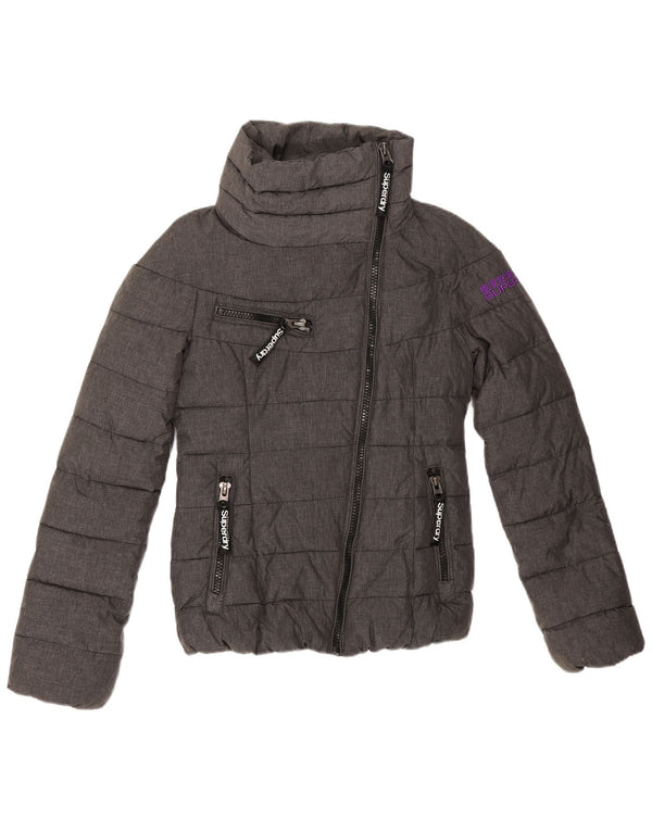 Superdry Veste matelassée graphique pour femme UK 6 XS Gris Polyester