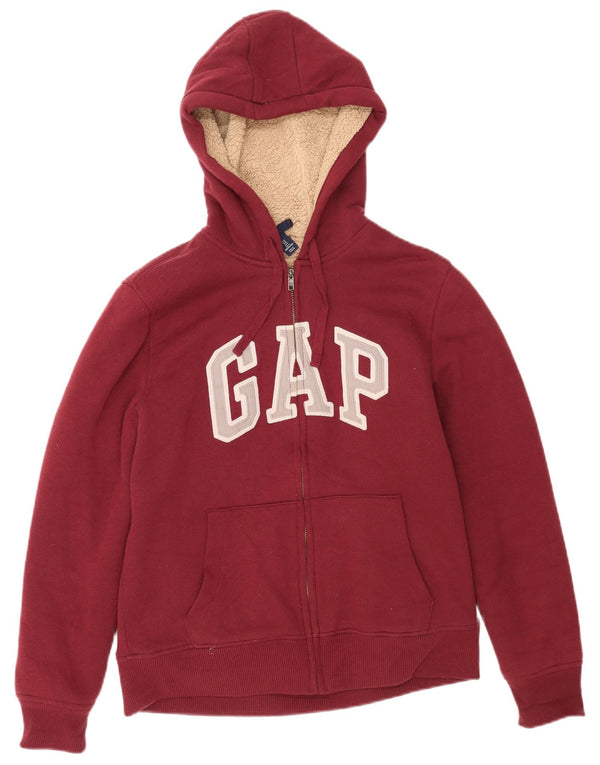 Gap Pull à capuche zippé surdimensionné pour femme UK 10 Petit coton bordeaux