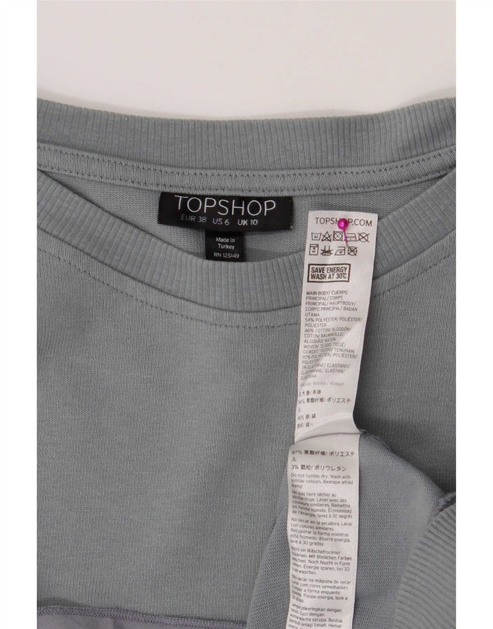 Topshop Sweat-shirt pour femme UK 10 Petit Gris Polyester