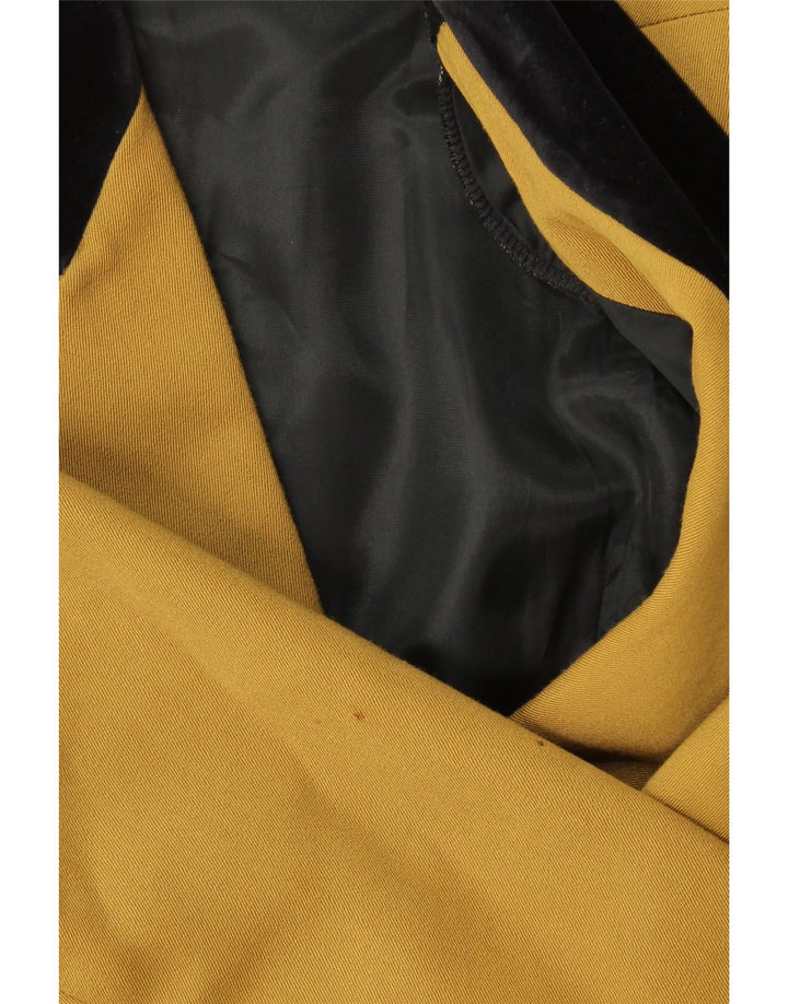 vintage Femme Double Breasted Coat IT 44 Moyen Kaki Colourblock Laine