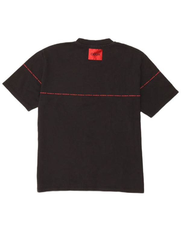 Hugo Boss Mens Graphic T-Shirt Top Large Black Cotton