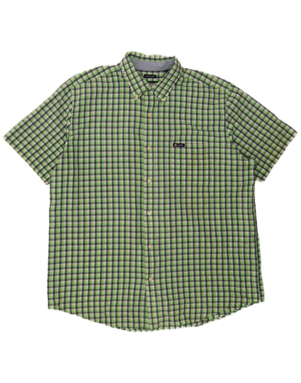 Chaps Chemise à manches courtes pour homme facile d'entretien XL en coton à carreaux vert