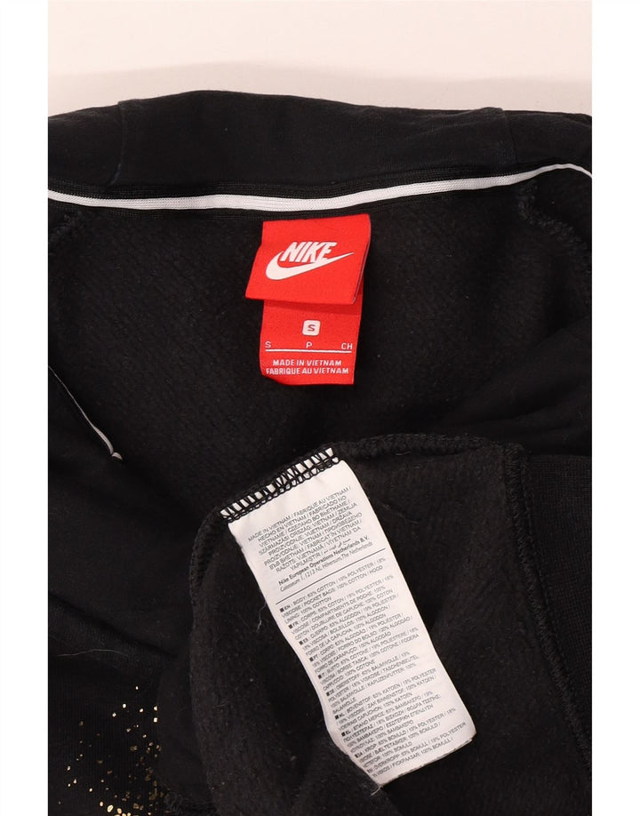 Nike Pull à capuche surdimensionné graphique pour femme UK 10 Petit coton noir