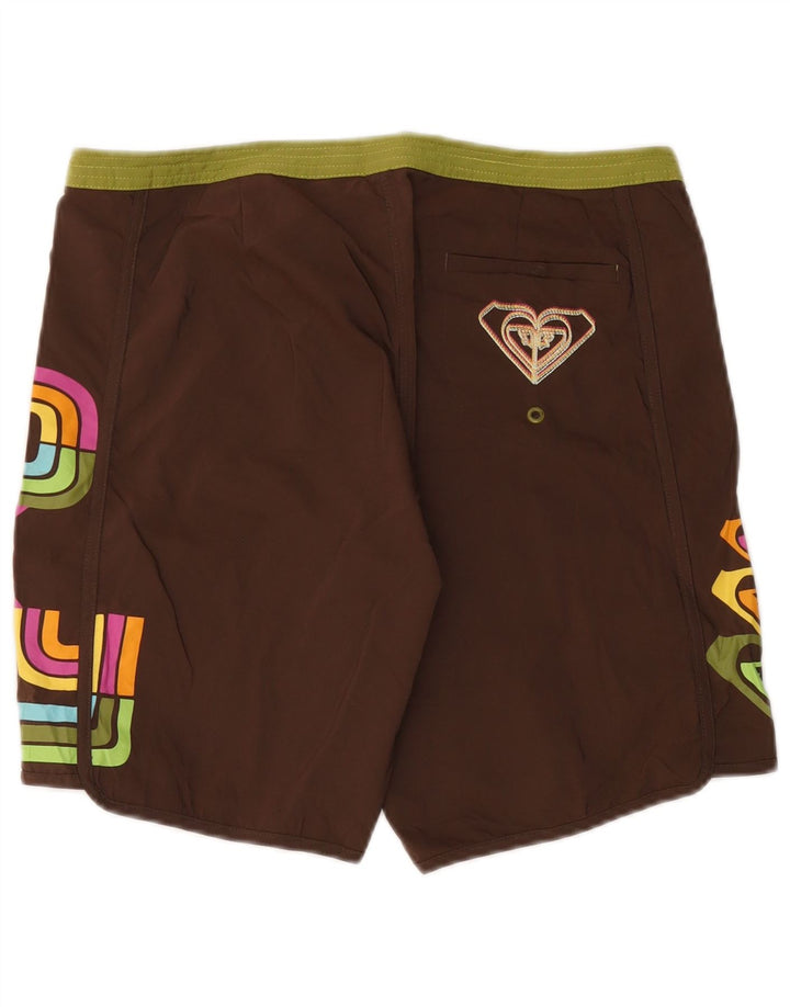 Roxy Short de bain graphique pour femme US 9 Large Marron Polyester