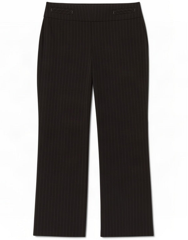 Marks & Spencer Womens Casual Trousers UK 16 Large W34 L30 Grey Pinstripe